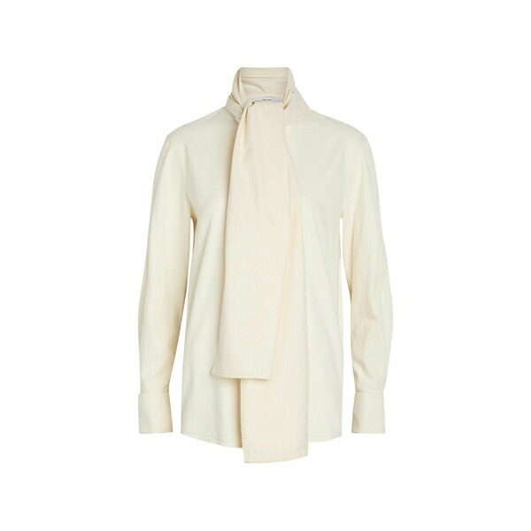 アナザー トゥモロー レディース シャツ トップス Scarf-collar long-sleeve blouse Neutrals|asty