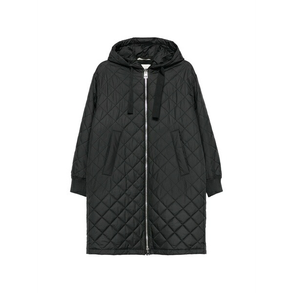 マルコポーロ レディース コート アウター Quilted hooded coat Black｜asty