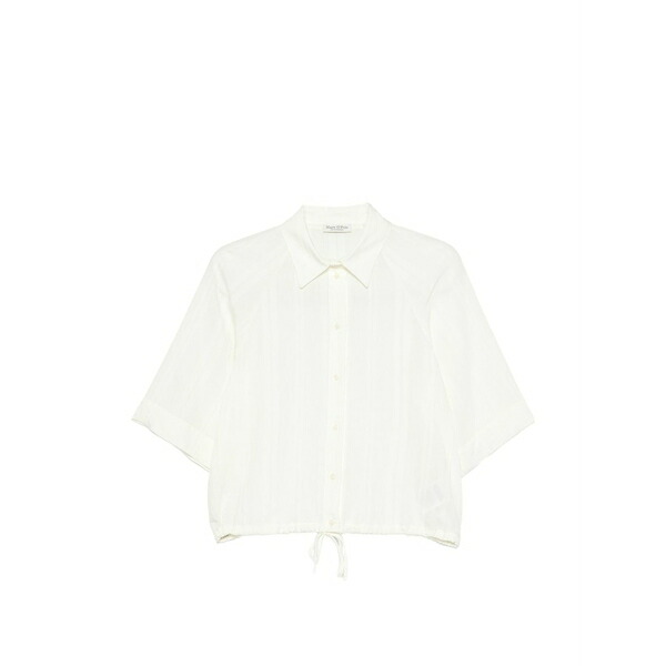 マルコポーロ レディース シャツ トップス Drawstring-hem shirt Neutrals｜asty