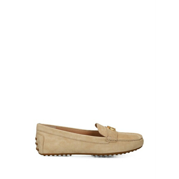 ラルフローレン レディース スリッポン・ローファー シューズ Logo-plaque leather loafers Neutrals|asty