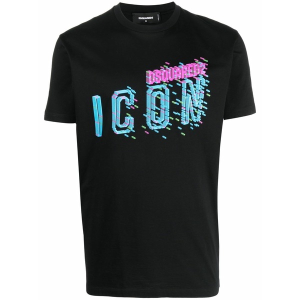 ディースクエアード メンズ Tシャツ トップス Icon-print cotton t-shirt Black|asty