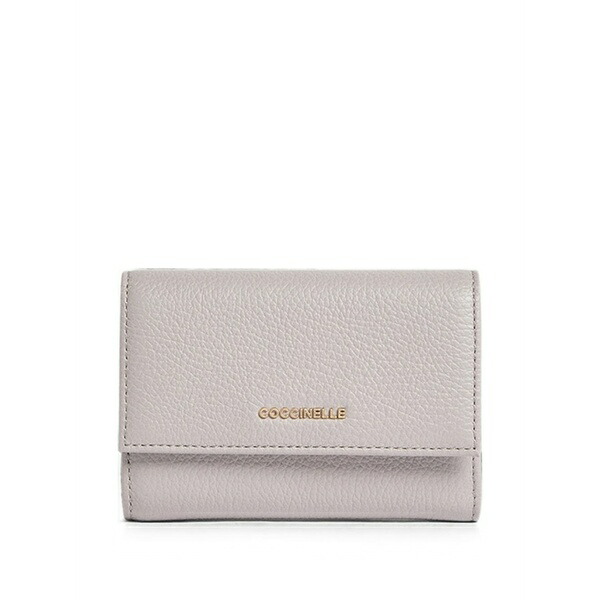 コチネレ レディース 財布 アクセサリー Medium metallic logo-plaque pebbled wallet Grey|asty