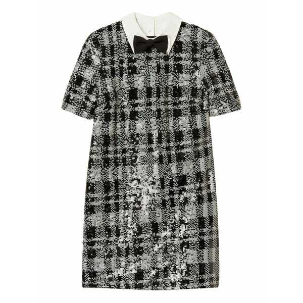 ツインセット レディース ワンピース トップス Sequin check pattern mini dress Black|asty
