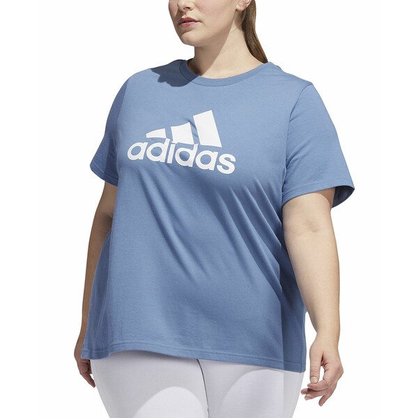 アディダス レディース カットソー トップス Plus Size Cotton Logo T Shirt Altered Blue 新発売