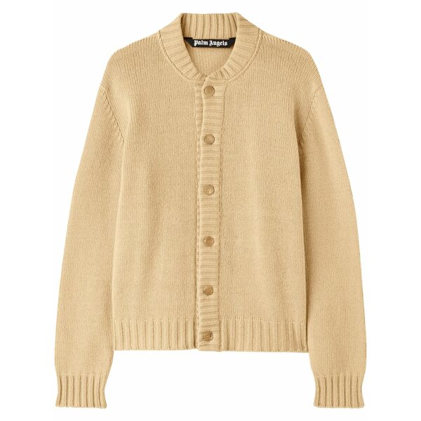 パーム・エンジェルス メンズ ジレー アウター Curved-logo wool-blend cardigan Neutrals