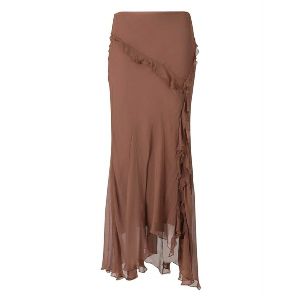 ステゥド レディース スカート ボトムス Diana ruffled asymmetric maxi skirt Brown