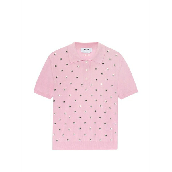エムエスジイエム レディース スポーツシャツ トップス Studded polo shirt Pink