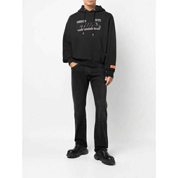 戸呂 プレストン メンズ パーカー・スウェットシャツ アウター Graphic-print jersey hoodie Black