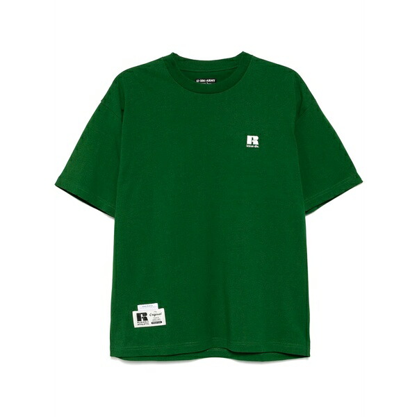 イズエ メンズ Tシャツ トップス Logo-embroidered t-shirt Green｜asty