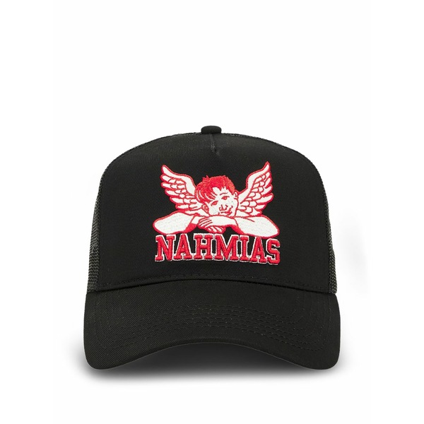 ナミアス メンズ かぶり笠 佩び物 Angel trucker  baseball cap Black