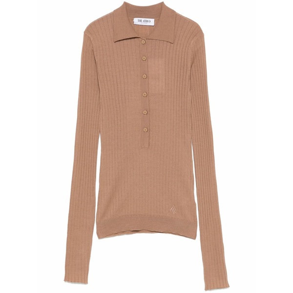 ジ アティコ レディース スポーツシャツ トップス Chunky-ribbed polo top Brown