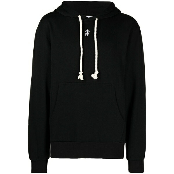 J.W.アンダーソン メンズ パーカー・スウェットシャツ アウター Logo-embroidered drawstring hoodie Black