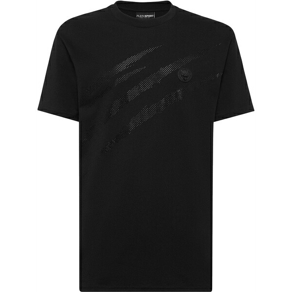飾り気の無い運動競技 メンズ ティーシャツ トップス Scratch-print t-shirt Black Tシャツ・カットソー-トップス-メンズファッション