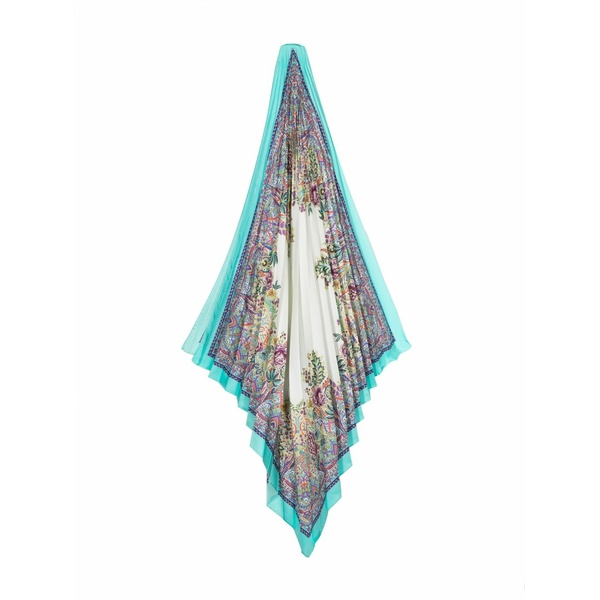 エトロ レディース えり巻き・袈裟・えり巻き 付属物 Floral-print pleated silk scarf Blue