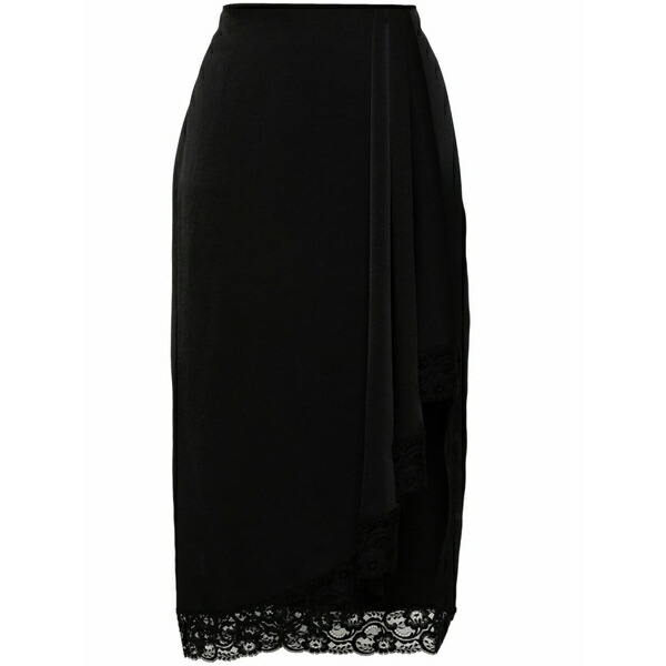 ブルマリン レディース スカート ボトムス Asymmetric lace-detail skirt Black｜asty