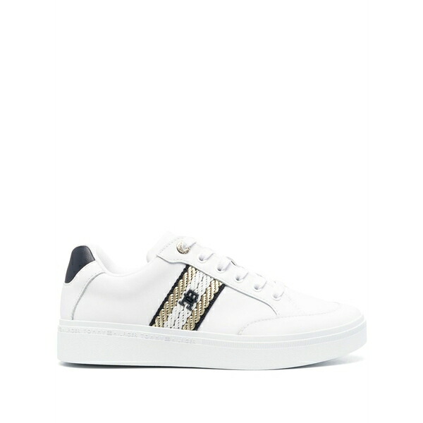 トミー ヒルフィガー レディース スニーカー シューズ Logo-patch low-top sneakers  White