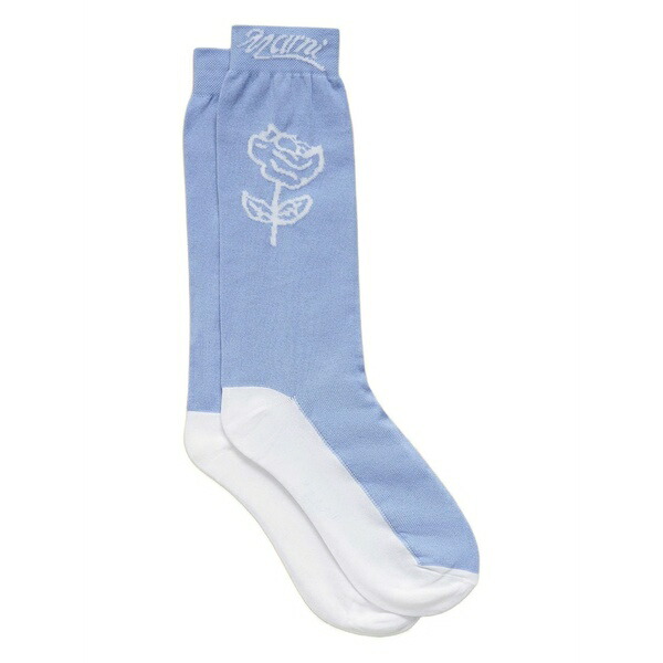 マルニ レディース ソックス アンダー御召しもの Floral-embroidered socks Blue