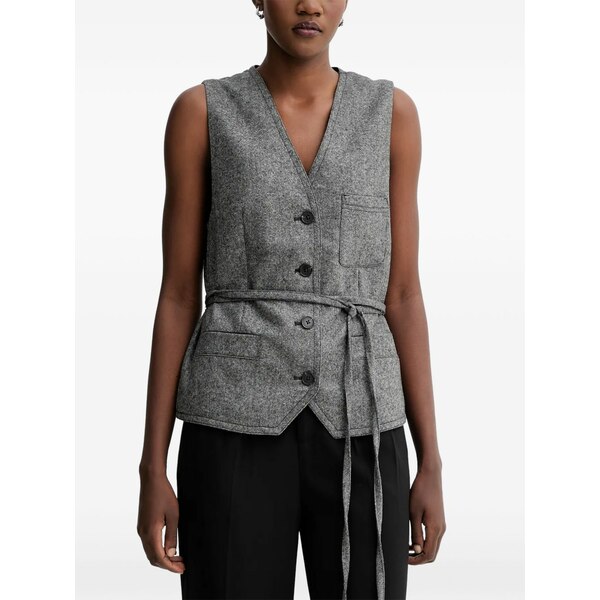 マルコポーロ レディース ジャケット＆ブルゾン アウター Button belted waistcoat Grey｜asty