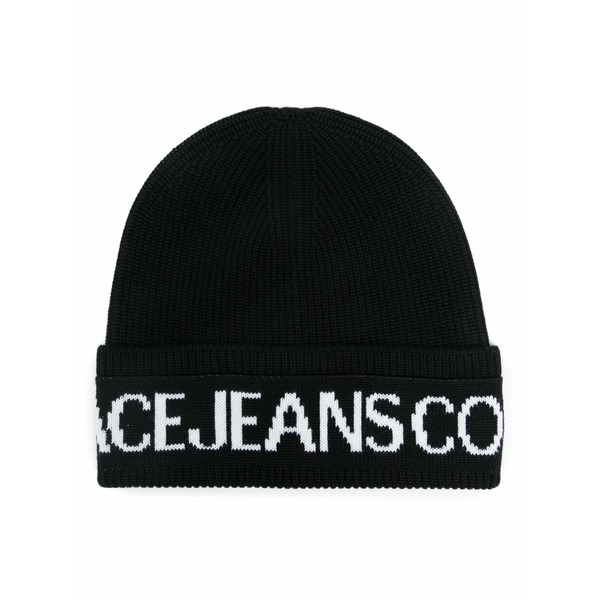 呼びりん探し回る レディース かぶり笠 付属品 Logo-intarsia beanie Black