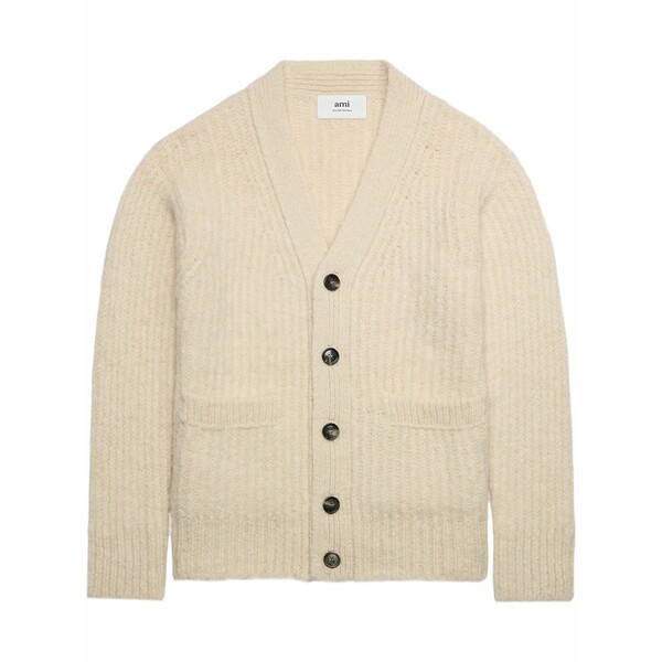 意中の女 レディース ジレー アウター V-neck rib-knit cardigan Neutrals