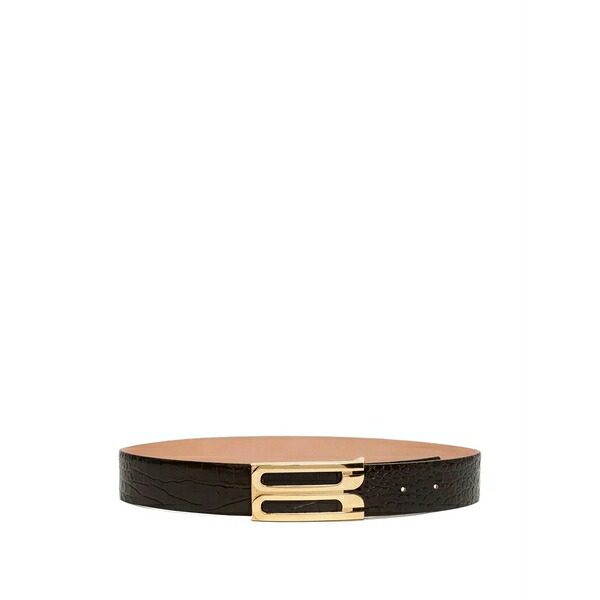 ヴィクトリア ベッカム レディース 三尺帯 付属物 Crocodile-effect logo-plaque belt Brown
