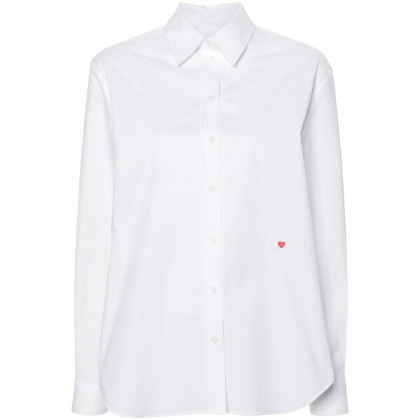 モスキーノ レディース シャツ トップス Heart-embroidered shirt White｜asty