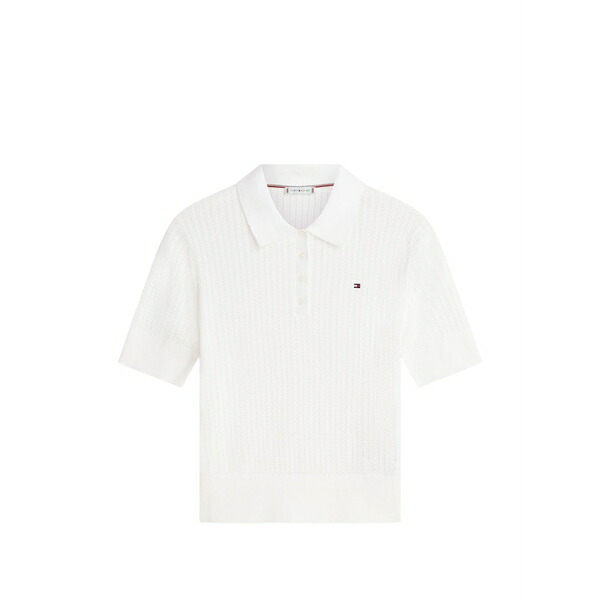 トミー ヒルフィガー レディース スポーツシャツ トップス Logo-detail polo shirt  White