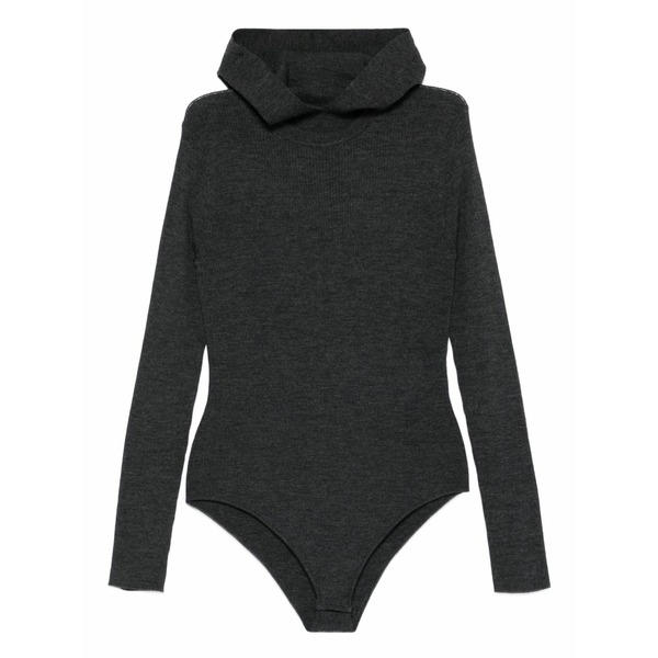 パロッシュ レディース パーカー・スウェットシャツ アウター Hooded ribbed bodysuit Grey