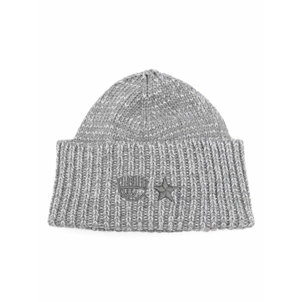 シアラフェラーニ レディース かぶり笠 付属品 Eye star-embroidered beanie Grey
