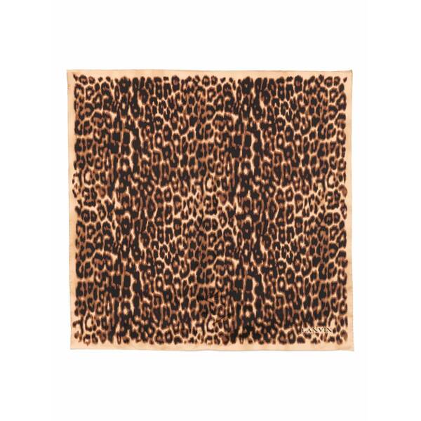 ランバン レディース 消音装置・袈裟・えり巻き 佩び物 Leopard-print silk scarf Brown