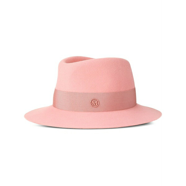 メゾンミッシェル  メンズ 鳥打ち帽 付属物 Andre logo plaque-detail wool fedora Pink
