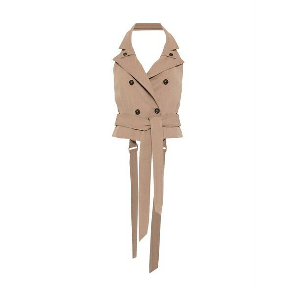 エリザベスフランキ レディース 厚地の外套 アウター Double-breasted waistcoat Brown