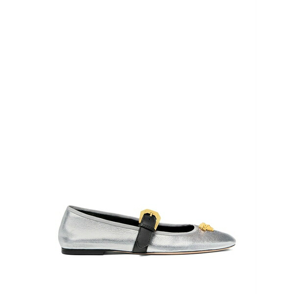 ヴェルサーチ レディース サンダル シューズ Buckle-medallion ballet flats Silver｜asty