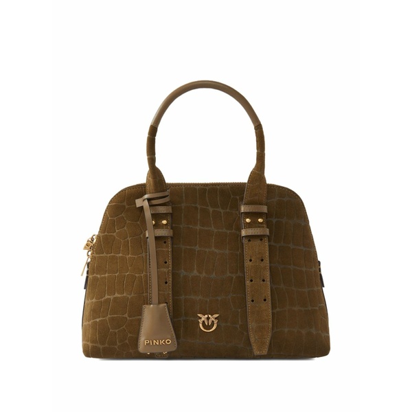 ピンコ レディース ショルダーバッグ 御徒面子 Crocodile-effect shoulder bag Green