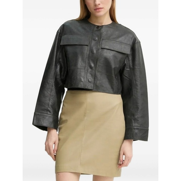 デイ・ビルゲール・エ・ミッケルセン レディース ジャケット&ブルゾン アウター Malik cropped leather jacket Black|asty