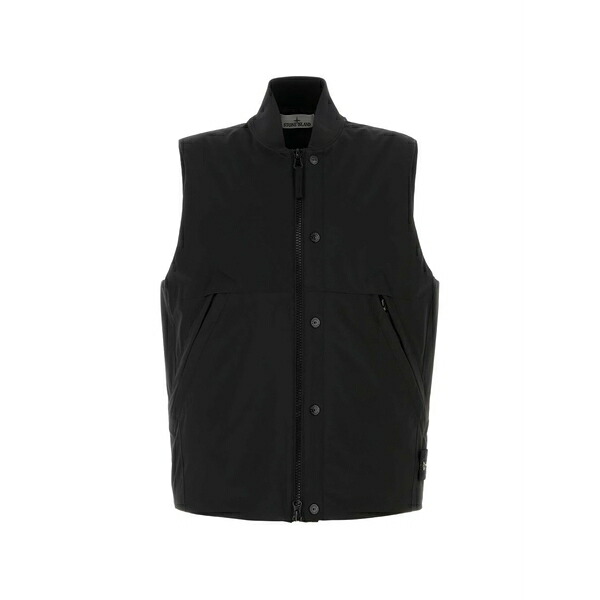 ストーンアイランド メンズ コート アウター Zip-up gilet Black｜asty