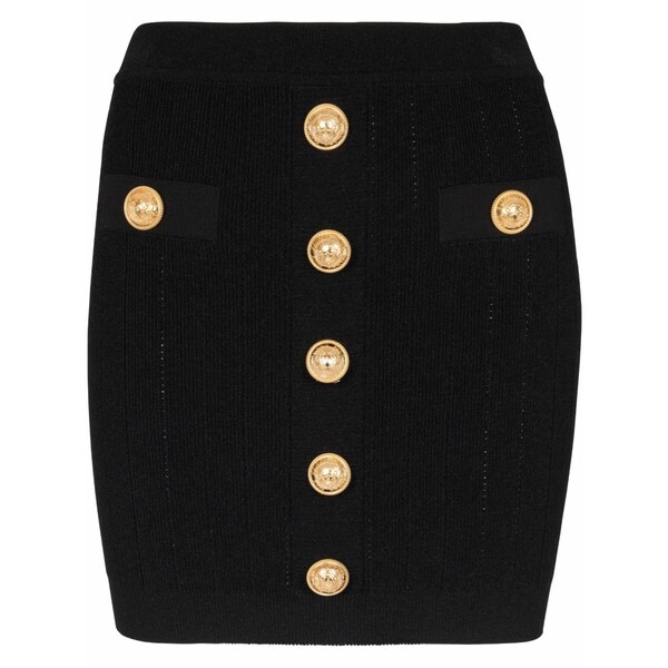 バルマン レディース スカート ボトムス Button-detail knitted miniskirt Black|asty