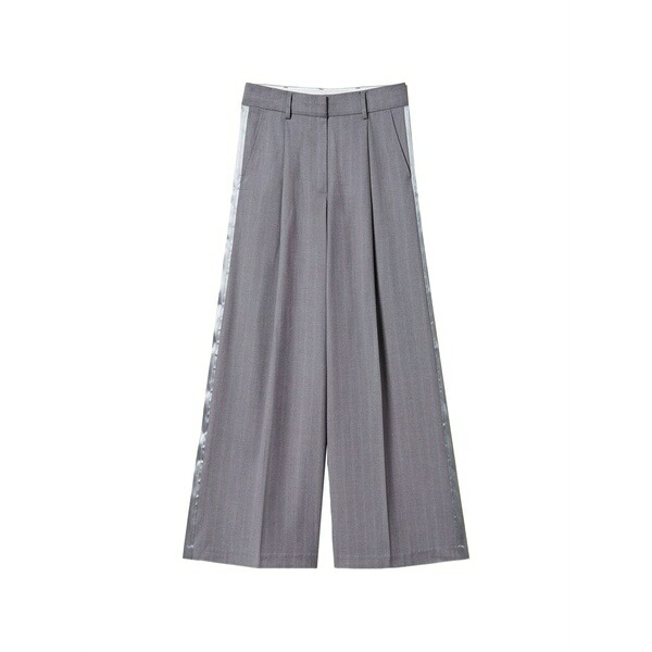 ツイン仕掛ける レディース 心地好いズボン下 ボトムス Pinstripe wide-leg trousers Grey