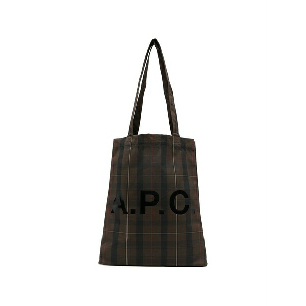 アーペーセー メンズ トートバッグ 御徒面子 Lou plaid tote bag Brown