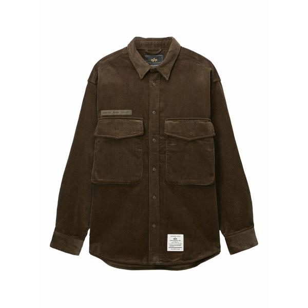 アルファインダストリーズ メンズ プルオーバー トップス Corduroy pocket-detail shirt Brown