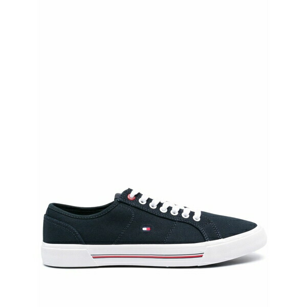 トミー ヒルフィガー メンズ スニーカー シューズ Signature-detail low-top sneakers Blue