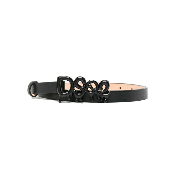 ディースクエアード レディース 胴締め 付属物 Logo-buckle leather belt Black レディースベルト-バッグ・小物・ブランド雑貨