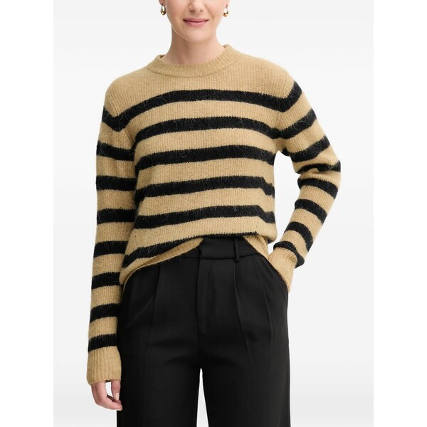 モス モッシュ レディース ニット&セーター アウター Thora striped crew-neck sweater Neutrals｜asty