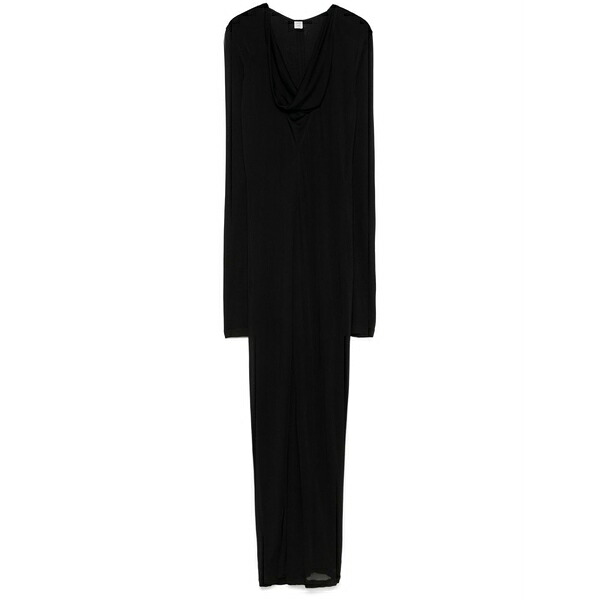 トーテム レディース ワンピース トップス Draped v-neck dress Black|asty