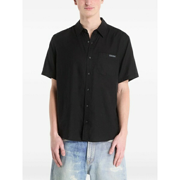 カルバンクライン メンズ シャツ トップス Short-sleeve shirt Black