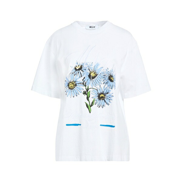【送料無料】 エムエスジイエム レディース Tシャツ トップス T-shirts White