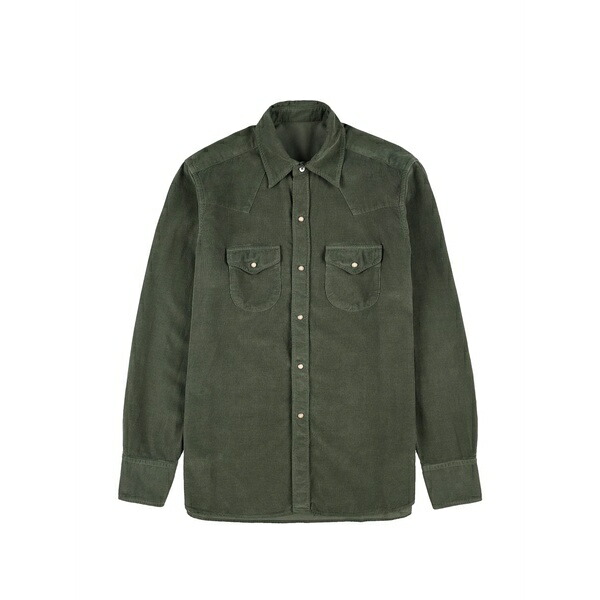 フォルテラ メンズ シャツ トップス Ntex corduroy flap-pocket shirt Green|asty