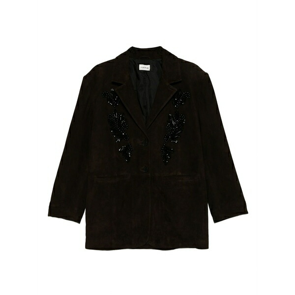 パロッシュ レディース 厚地の外套 アウター Bead-embellishment suede coat Brown
