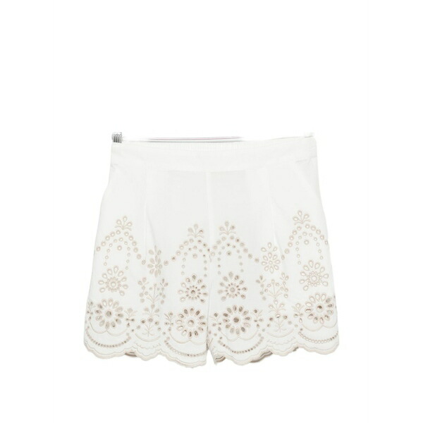 エムシーツーセイントバース レディース 心地好いズボン下 ボトムス Amani broderie-anglaise scalloped-hem shorts White