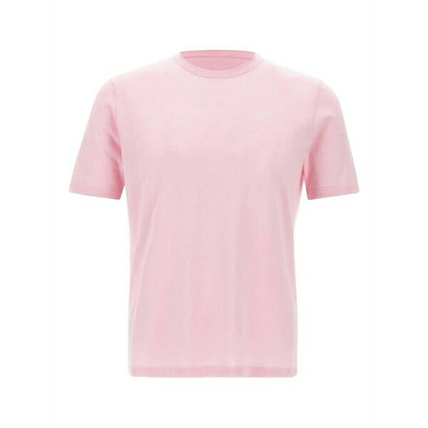 カングラ メンズ Tシャツ トップス Ribbed crew-neck t-shirt Pink|asty